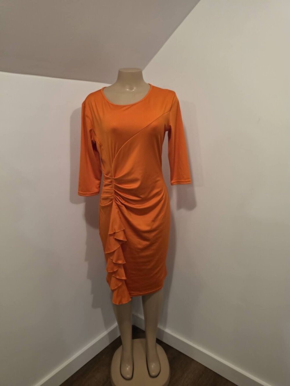 Bright Orange Midi Dress